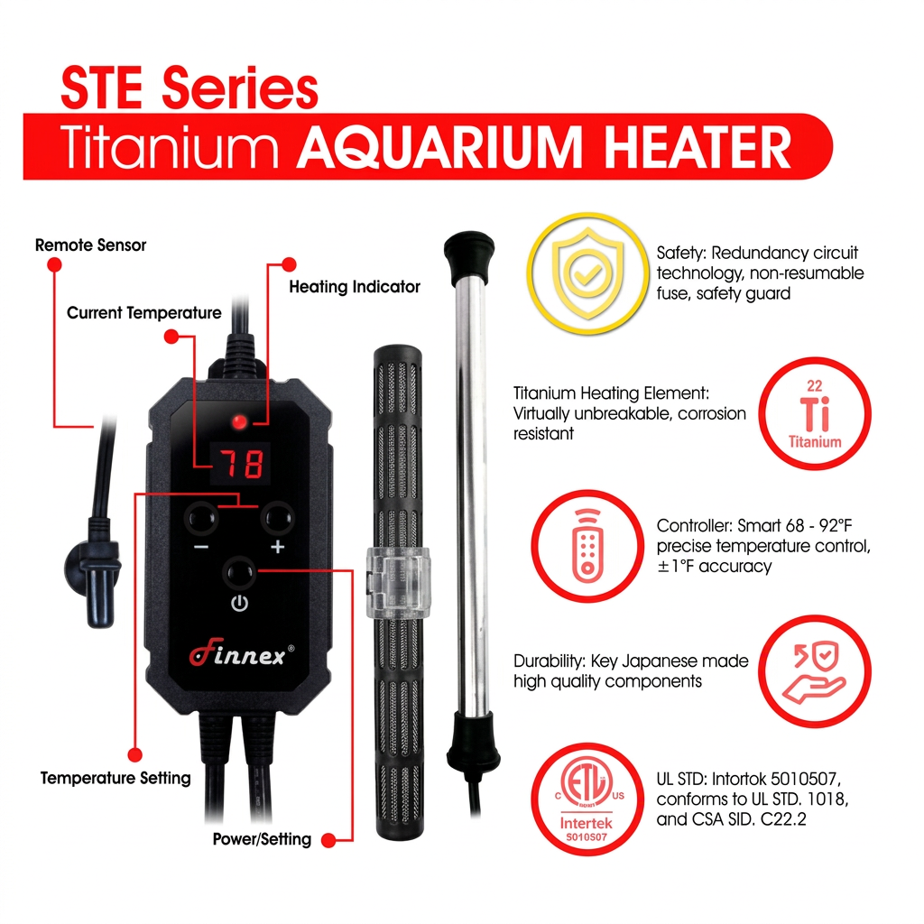 Finnex 200W heater, with digital temperature controller