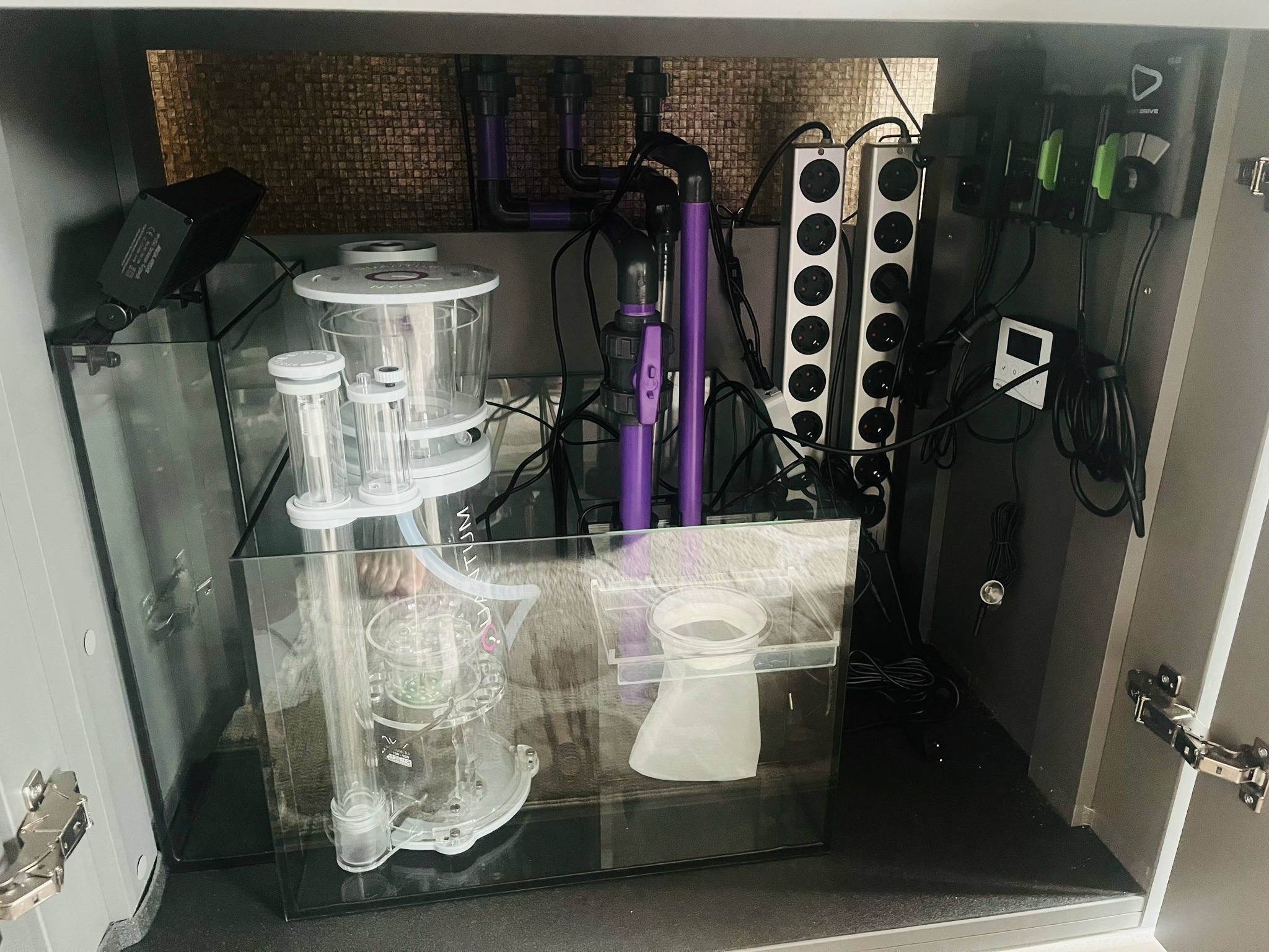 Reef tank sump setup with skimmer and plumbing showcase (photo 2)